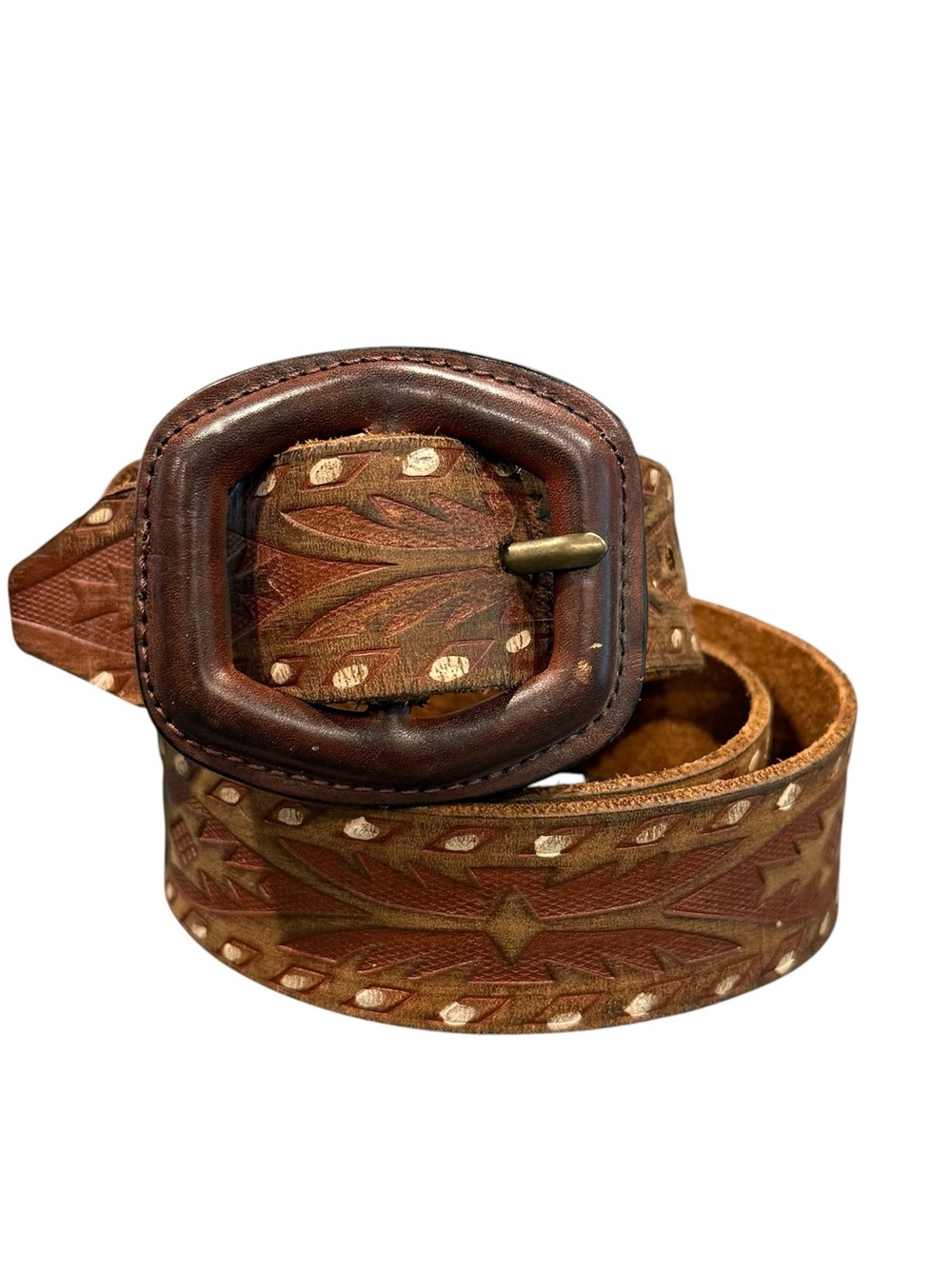 Vintage Old Navy Womens XL brown leather belt Y2K western tooled